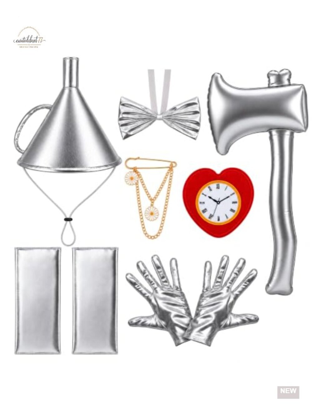 7-Piece Halloween Costume Accessory Set Adjustable Polyester Silver Design